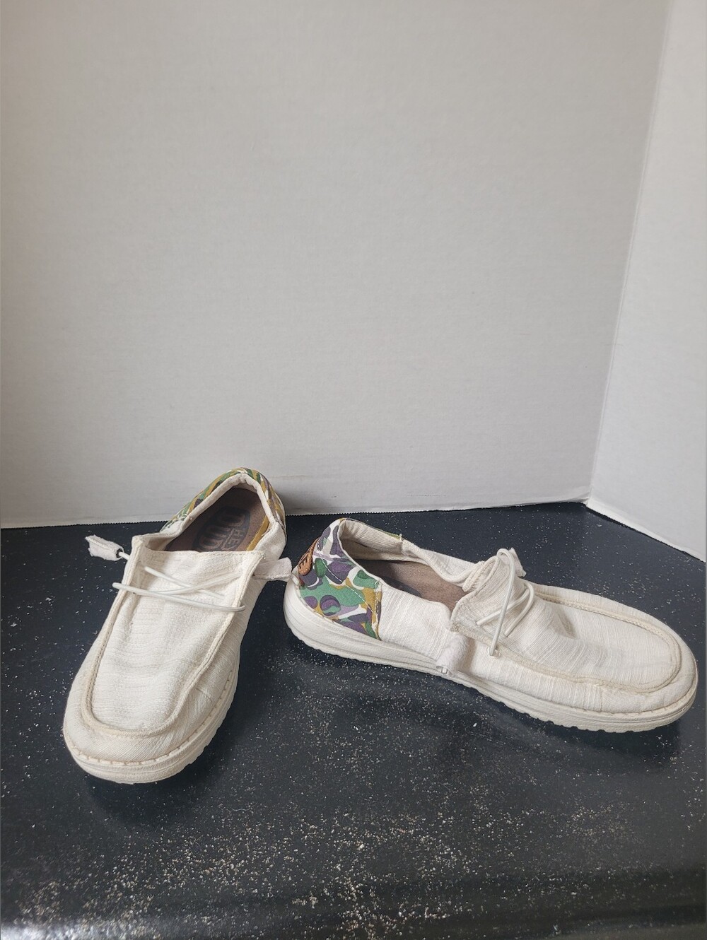 Hey Dude Wendy Funk Chambray White Slip-On Sneakers